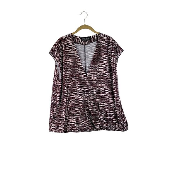 Eloquii Black White Red Dot Faux Wrap Crossover Surplice Career Blouse Size 18 - Picture 1 of 8